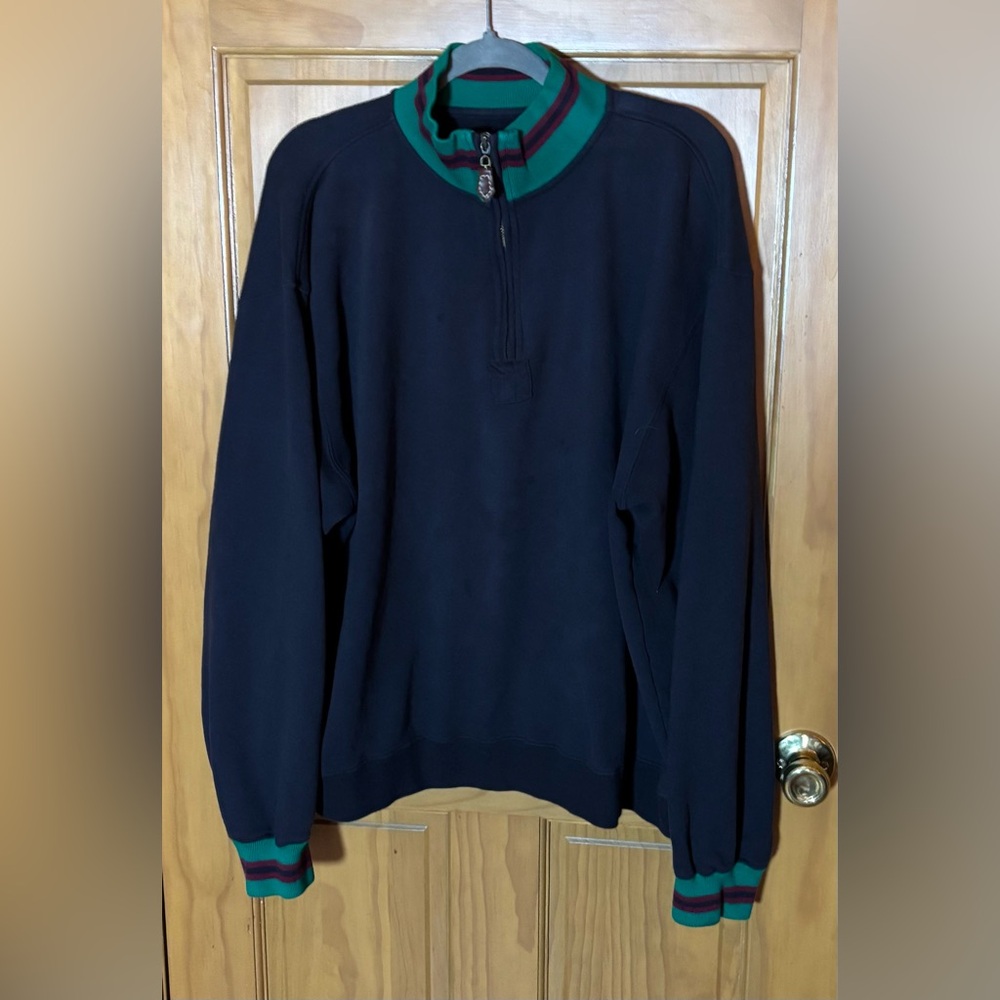 Orvis Signature Collection 100% Cotton Sweatshirt Quarter Zip Mock Neck Sz XXL